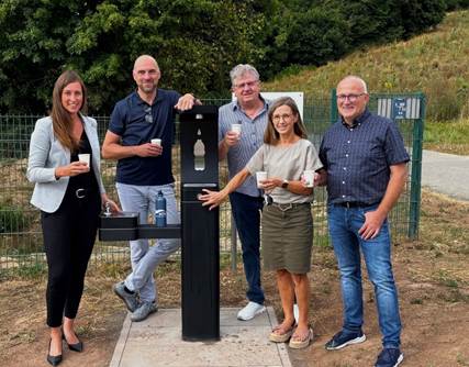 Neuer Trinkwasserbrunnen am Radweg in Bettingen in Betrieb genommen